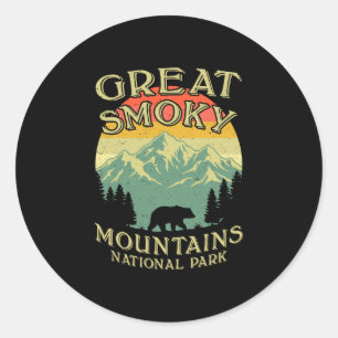 Vintage bear great smoky mountain national park classic round sticker