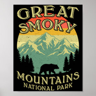 Vintage bear great smoky mountain national park poster
