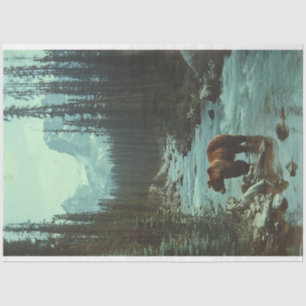 Vintage Bear in a Stream Decoupage Tissue Paper