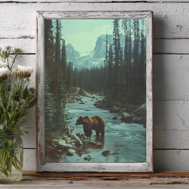 Vintage Bear in a Stream Decoupage Tissue Paper (Creator Uploaded)