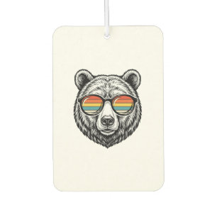 Vintage Bear Sunglasses Vector Graphic Design_1 Car Air Freshener