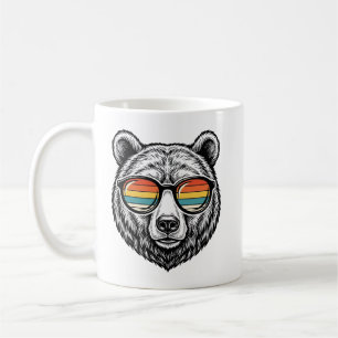 Vintage Bear Sunglasses Vector Graphic Design_1 Coffee Mug