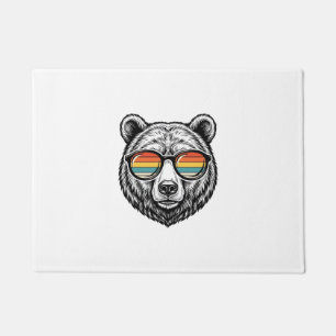 Vintage Bear Sunglasses Vector Graphic Design_1 Doormat