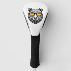 Vintage Bear Sunglasses Vector Graphic Design_1 Golf Head Cover