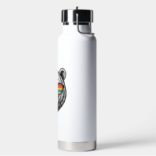 Vintage Bear Sunglasses Vector Graphic Design_1 Water Bottle