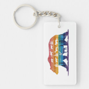 Vintage Bear Wildlife – Retro Forest Silhouette Key Ring