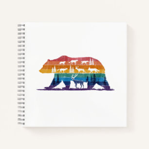 Vintage Bear Wildlife – Retro Forest Silhouette Notebook