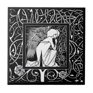 Vintage Beardsley Angel Ceramic Tile