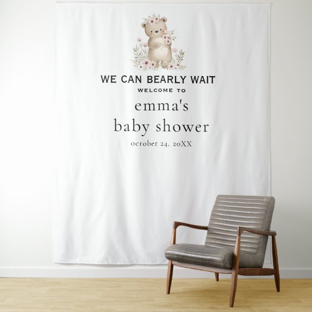 Vintage Bearly Wait Shower Backdrop Tapestry (In Situ)
