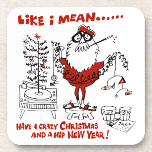 Vintage Beatnik Christmas Design Coaster