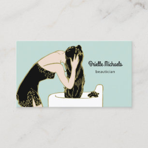 Vintage Beautician Retro Woman Shampoo Long Hair Business Card