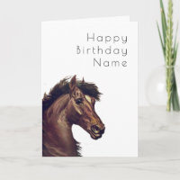 Vintage Beautiful Black Horse Deco Birthday Card