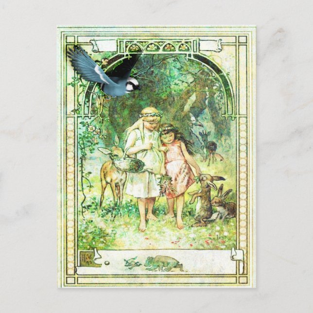 Vintage Beautiful Day Garden Postcard (Front)