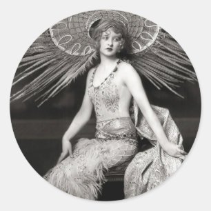 Vintage Beautiful Decorated Dancer Classic Round Sticker