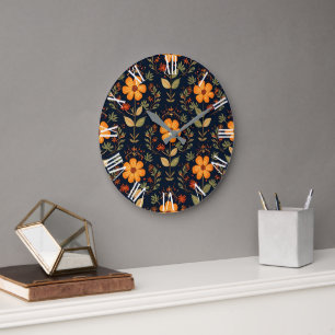 Vintage Beautiful Floral Modern Collection Large Clock