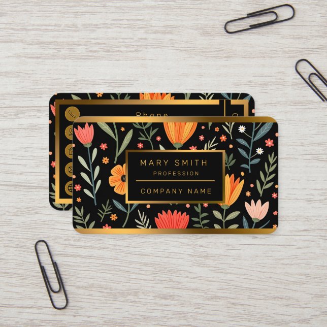 Vintage Beautiful Floral Popular Collection Business Card (Front/Back In Situ)