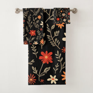 Vintage Beautiful Floral Trendy Collection Bath Towel Set