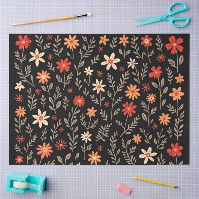 Vintage Beautiful Floral Trendy Collection Tissue Paper (Craft)