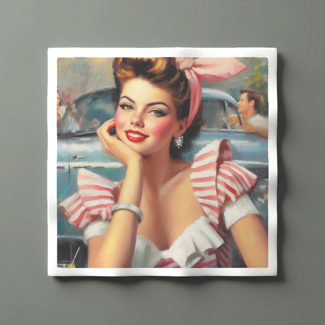 Vintage Beautiful Girl Painting Napkin (Creator Uploaded)