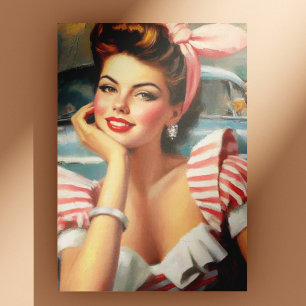 Vintage Beautiful Girl Painting Postcard