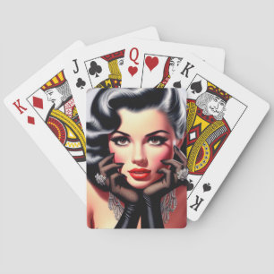 Vintage Beautiful Girl Portrait Playing Cards