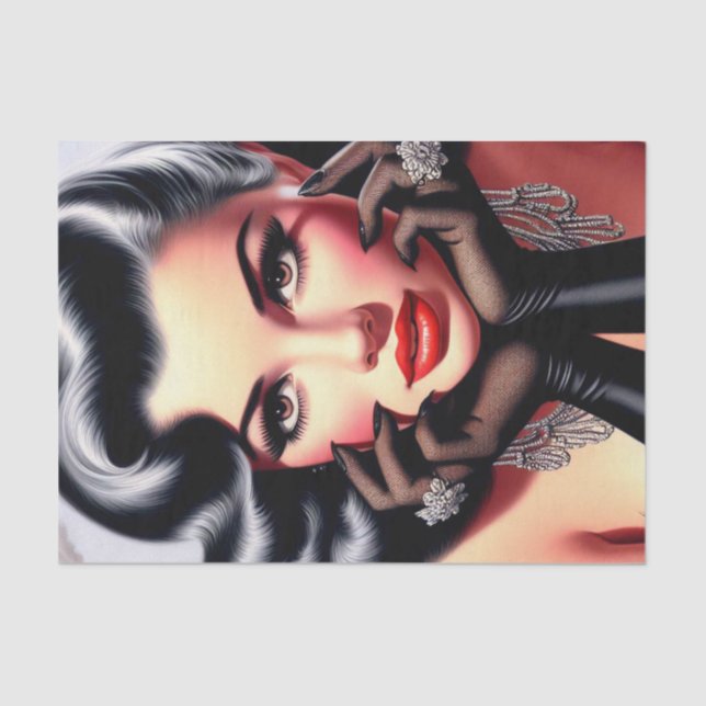 Vintage Beautiful Girl Portrait Tissue Paper (Front)