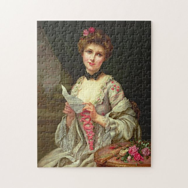 Vintage Beautiful Girl With A Letter Jigsaw Puzzle (Vertical)