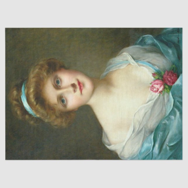 Vintage Beautiful Lady Green Dress Decoupage Tissue Paper (Front)