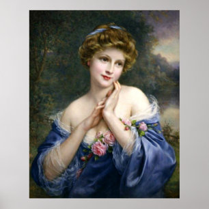 Vintage Beautiful Lady In Blue_GA - Poster
