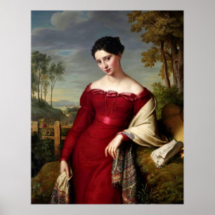 Vintage Beautiful Lady In Red Poster