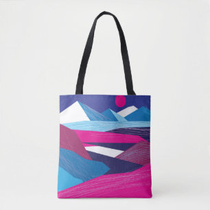 Vintage beautiful mountains and landscape with the tote bag