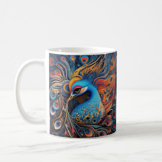 Vintage Beautiful Peacock Art Nouveau Coffee Mug (Left)