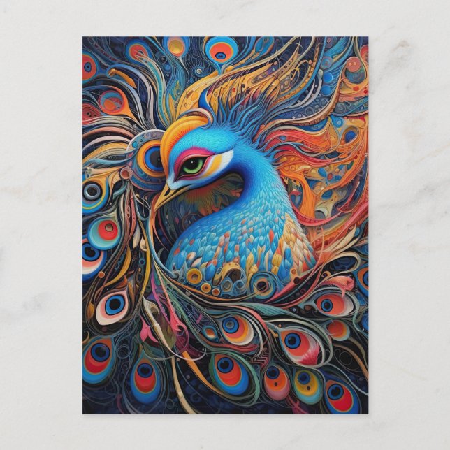 Vintage Beautiful Peacock Art Nouveau Postcard (Front)