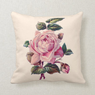 Vintage Beautiful Pink Rose Cushion
