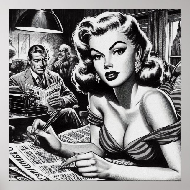 Vintage Beautiful Woman Illustration Poster (Front)