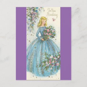 Vintage Beauty Birthday Postcard