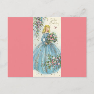 Vintage Beauty Birthday Postcard