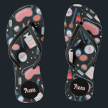 Vintage Beauty Cosmetics Bridesmaids Bride Custom Thongs<br><div class="desc">Cute pattern featuring colourful design, handmade by me! Perfect for a bridesmaid gift, for the bride on her wedding day or for a fun bachelorette or bridal shower gift! Click "personalise" above to edit it to add a name, initials or other text. Then click "edit using design tool" to change...</div>