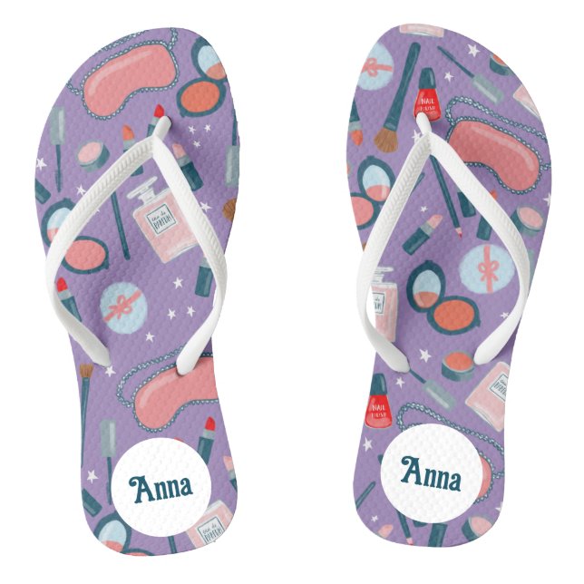 Vintage Beauty Cosmetics Bridesmaids Bride Custom Thongs (Footbed)