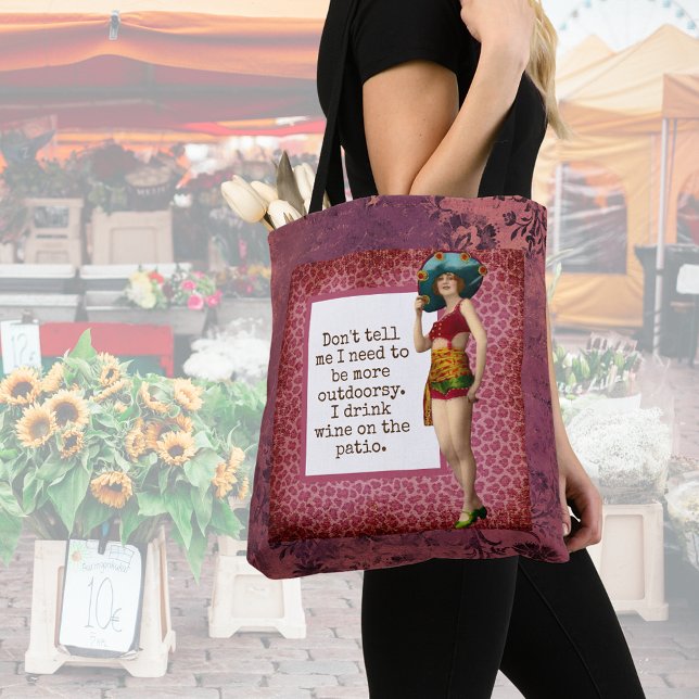Vintage Beauty Drinking Wine Funny  Tote Bag (Creator Uploaded)