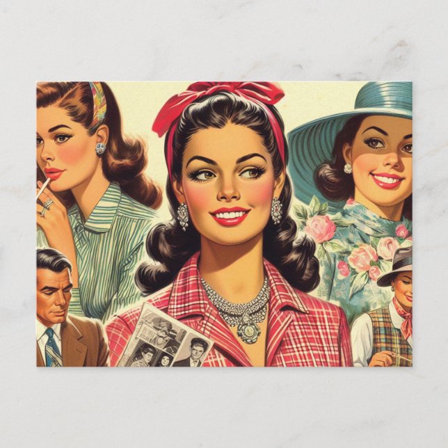 Vintage Beauty Fashion Girls Postcard (Front)