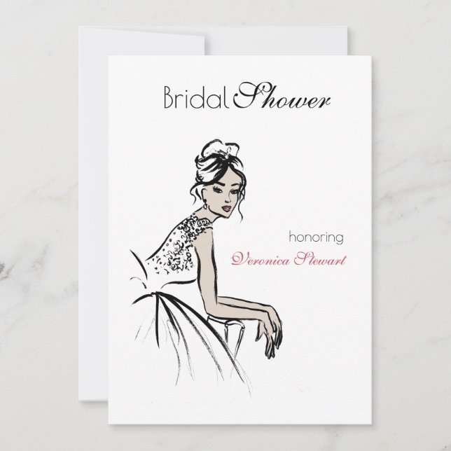 Vintage Beauty Illustration Bridal Shower Invitation (Front)