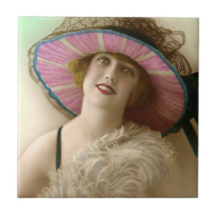 Vintage Beauty Image Ceramic Tile