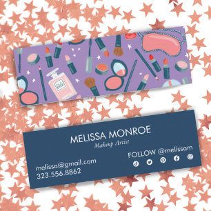 Vintage Beauty Makeup Artist Cute Colourful Retro  Mini Business Card