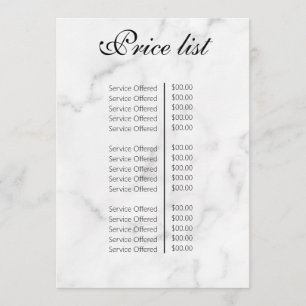 Vintage Beauty Salon Price List Menu