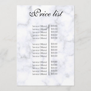 Vintage Beauty Salon Price List Menu