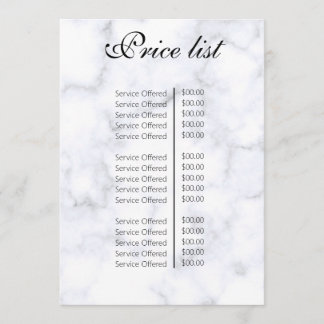 Vintage Beauty Salon Price List Menu