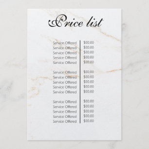 Vintage Beauty Salon Price List Menu
