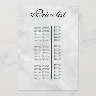 Vintage Beauty Salon Price List Menu