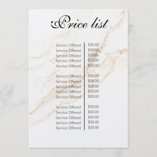 Vintage Beauty Salon Price List Menu